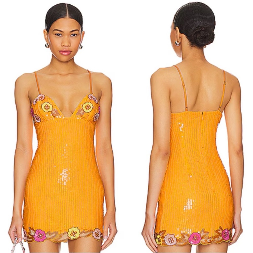 Majorelle cal flower embellished mini dress